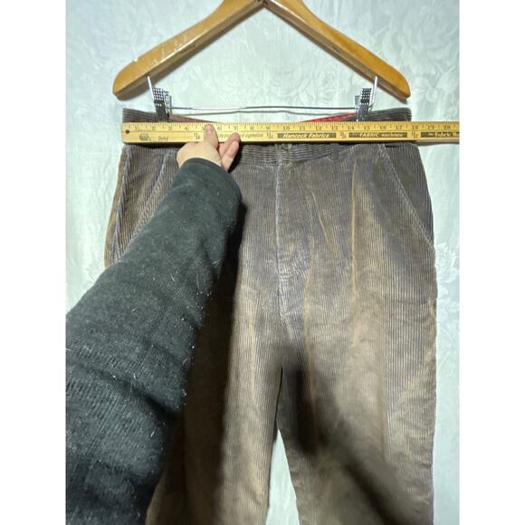 Robert Graham Corduroy Pants 36 Brown Navy Blue Baggy Wide Leg Y2K - Picture 3 of 12